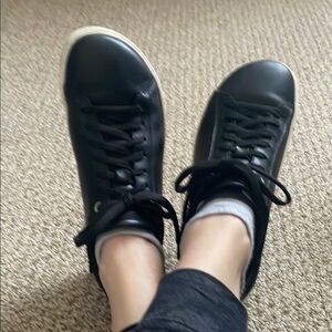 Birkenstock Black Leather  Sneakers and White Sole